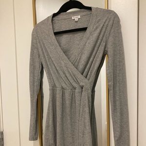 Grey Wrap Front Mini Dress